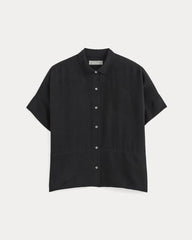 The Boxy Shirt in Washable Silk | Black