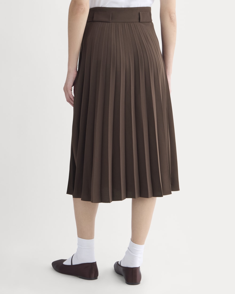 Pleated Crepe Midi Skirt | Dark Chocolate