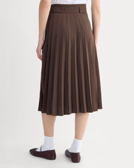 Pleated Crepe Midi Skirt | Dark Chocolate