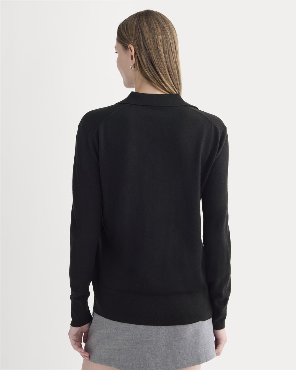 Oversized Polo Sweater in Cotton Merino | Black