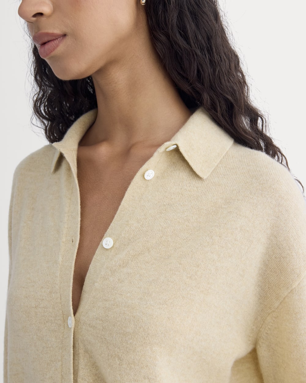 Cashmere Button-Up Shirt | Heather Light Camel