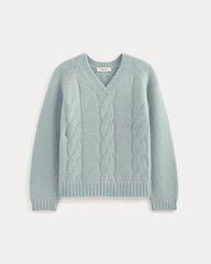 Cloud Cable V-Neck Sweater | Forever Blue