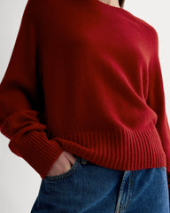 The Boxy Crew in Cashmere | Berry Red