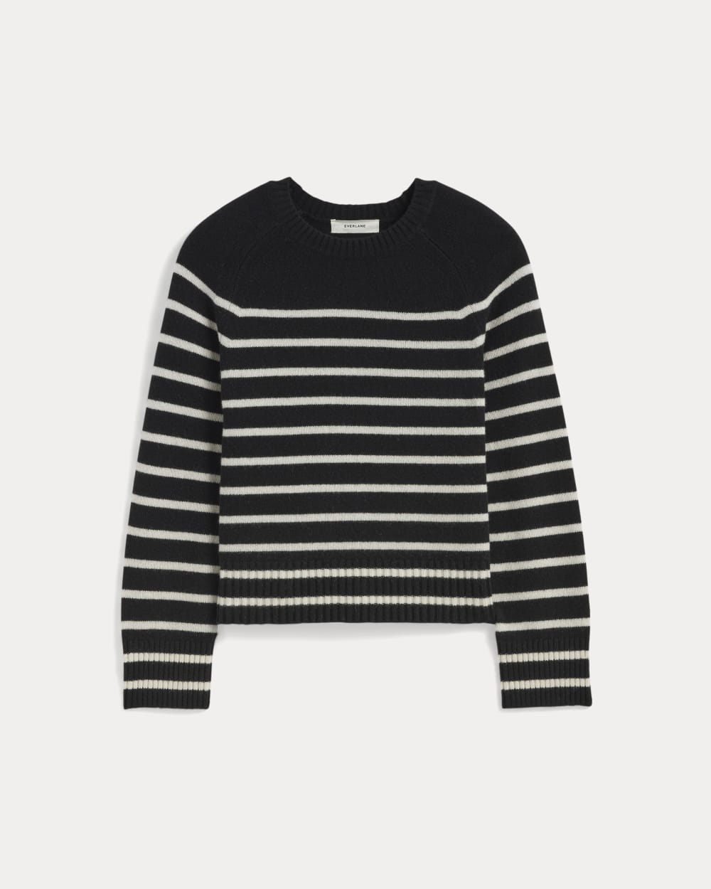 The Boxy Crew in Cashmere | Black / Bone