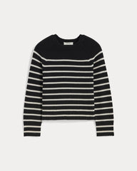 The Boxy Crew in Cashmere | Black / Bone