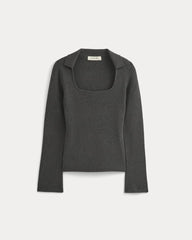 Knit Scoop-Neck Top | Heathered Soot
