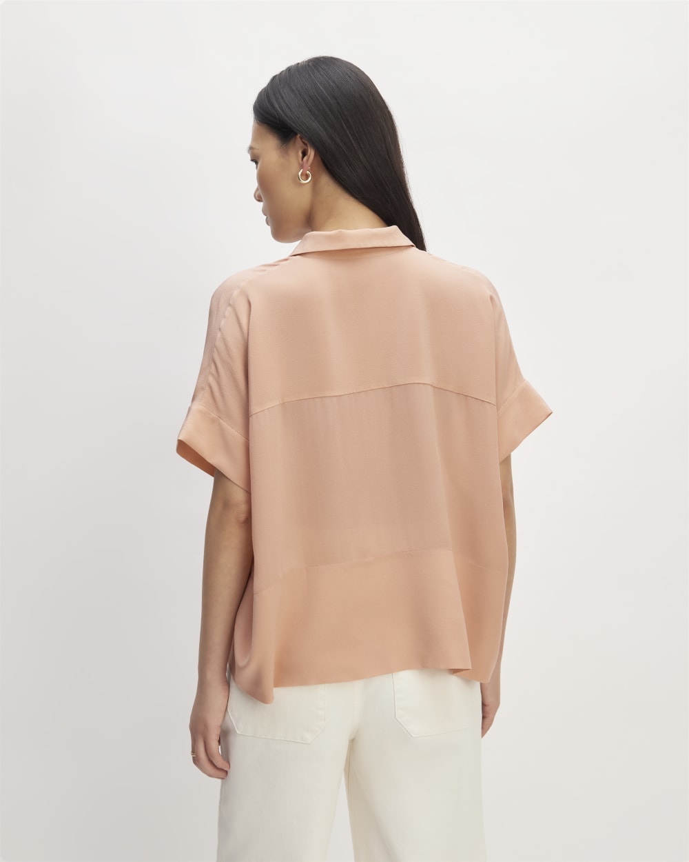The Boxy Shirt in Washable Silk | Blush Pink
