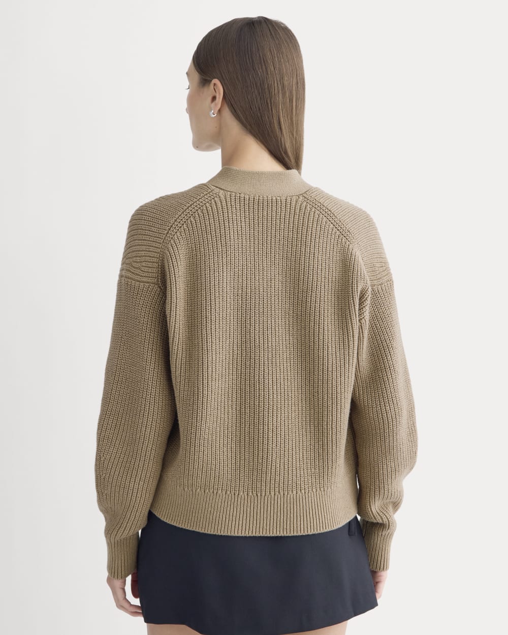 The Boxy Cardigan in Everyday Cotton | Dark Heathered Camel