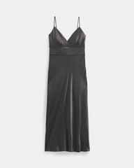 Bias Cut Slip Dress in Silk Charmeuse | Graphite