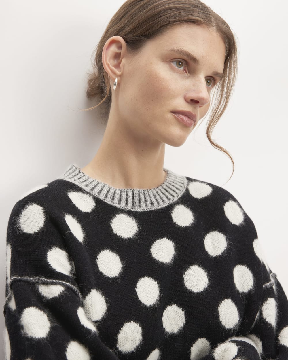 The Alpaca Polka Dot Oversized Crew | Black / Snow Polka Dot