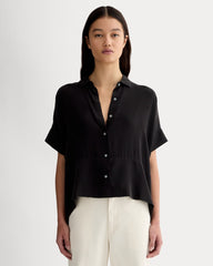 The Boxy Shirt in Washable Silk | Black