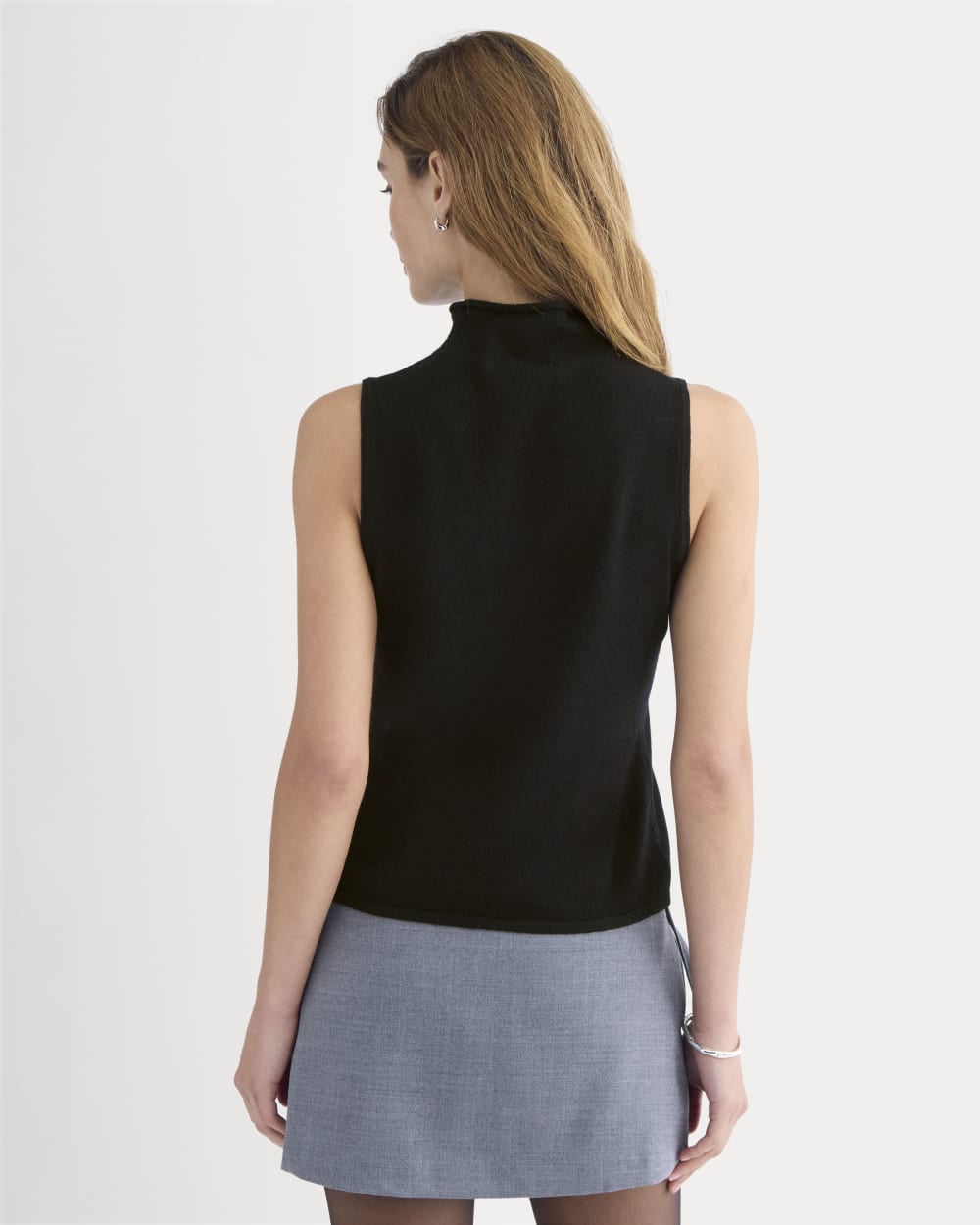 Cashmere Funnel-Neck Tank | Black