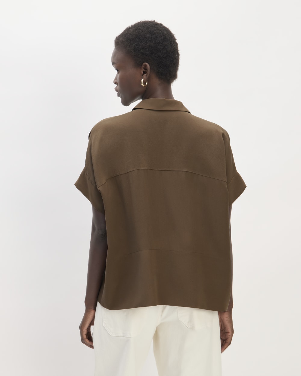 The Boxy Shirt in Washable Silk | Cocoa