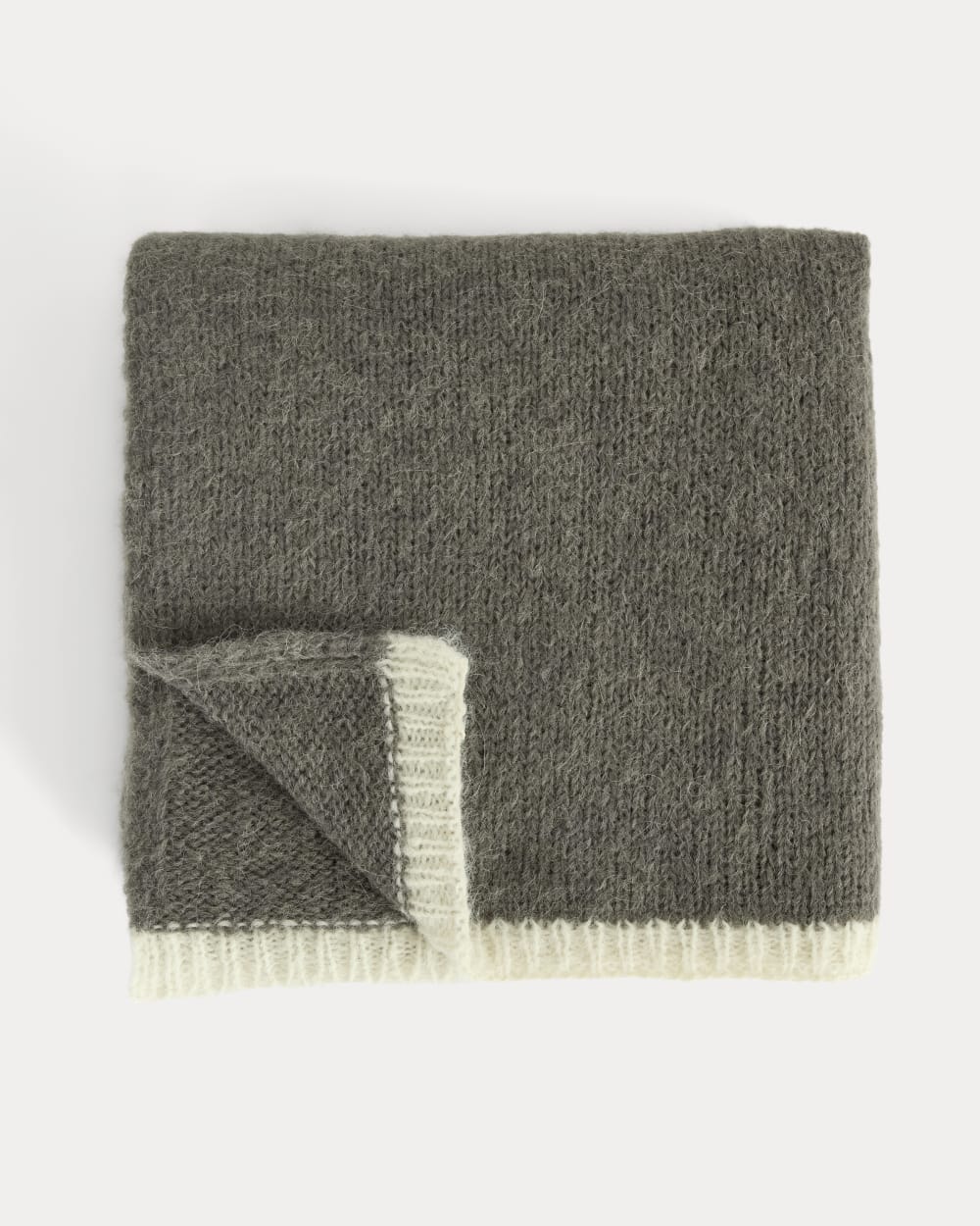 Plush Alpaca Scarf | Mid Grey Heather/ Bone