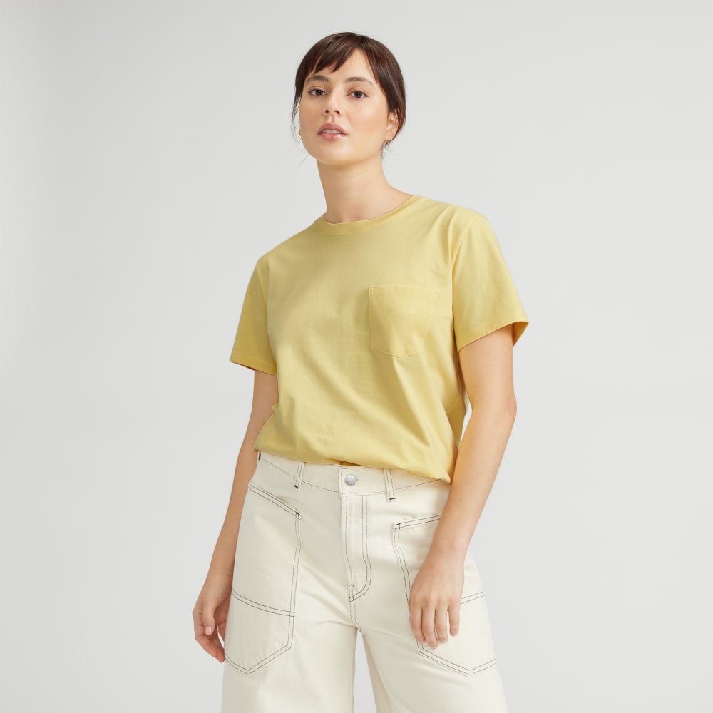 The Box-Cut Tee in Essential Cotton | Pale Yellow | Pocket