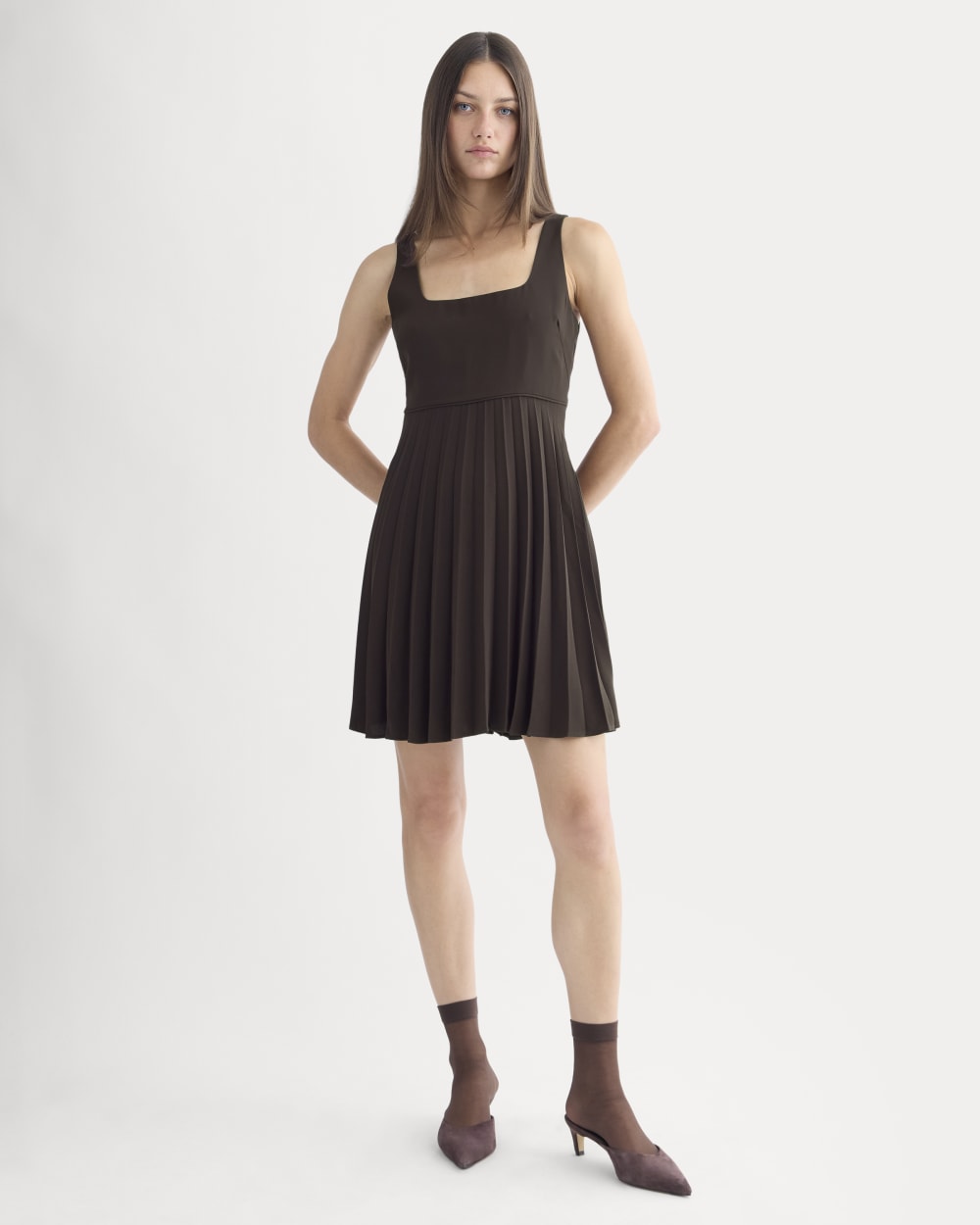 Drapey Crepe Mini Dress | Dark Chocolate