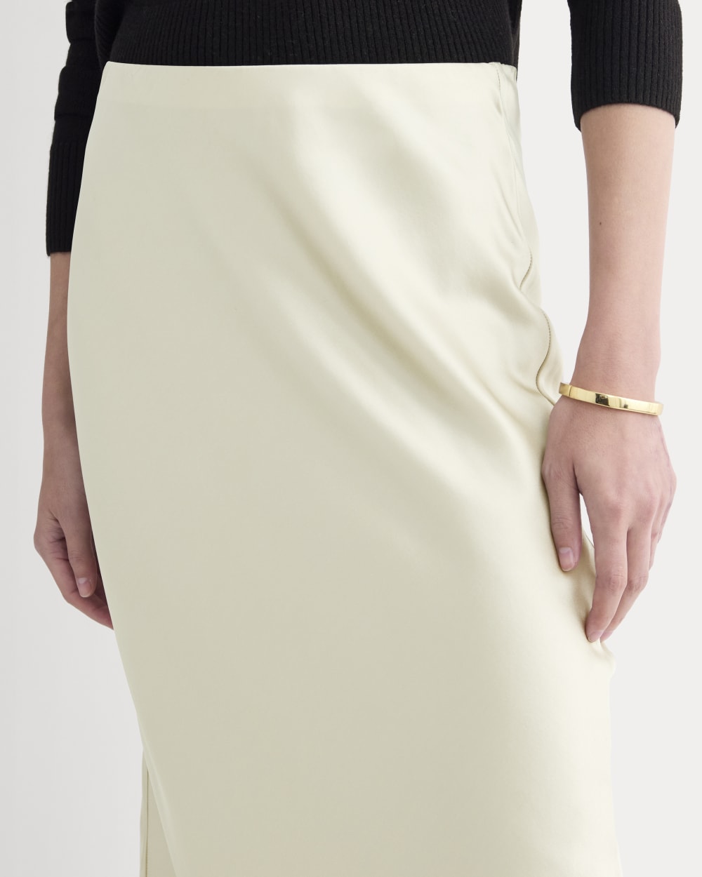 Slip Skirt in Silk Charmeuse | Bone