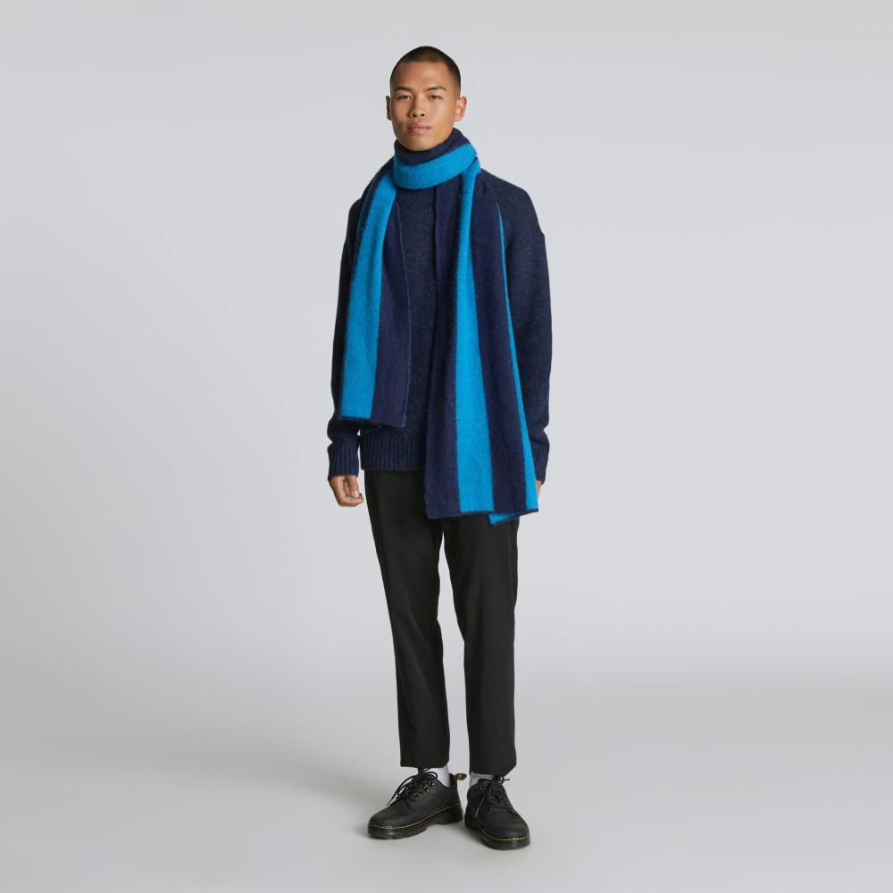 The Alpaca Patterned Scarf | Horizon Blue / Ocean Cavern