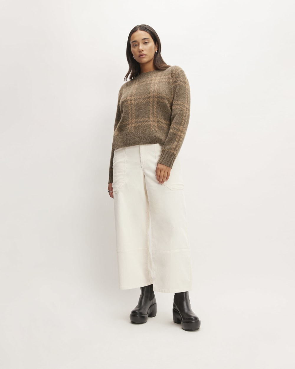 The Alpaca Cropped Crewneck Sweater | Cocoa / Tiger's Eye