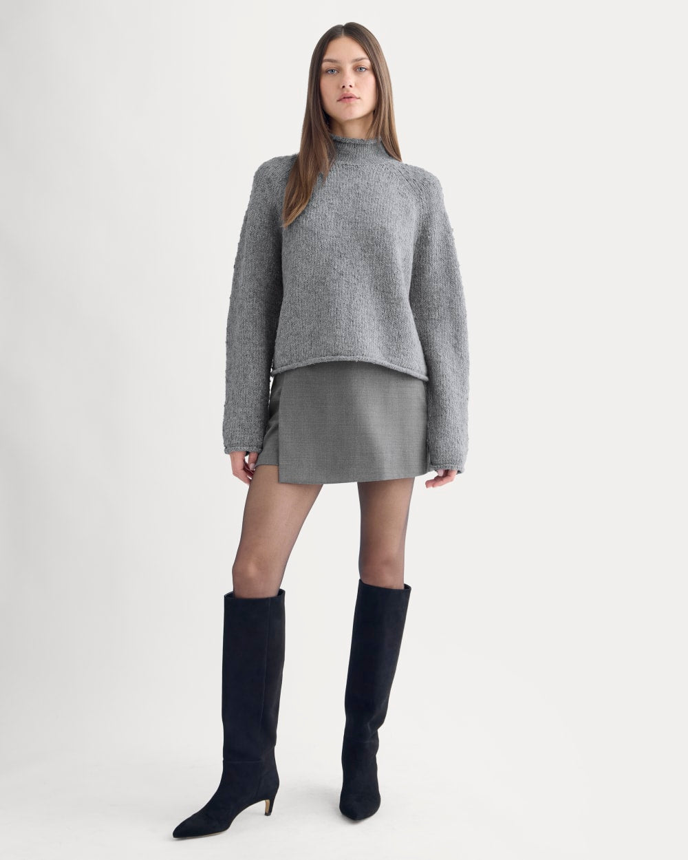 Rollneck Sweater | Heather Grey/Twist
