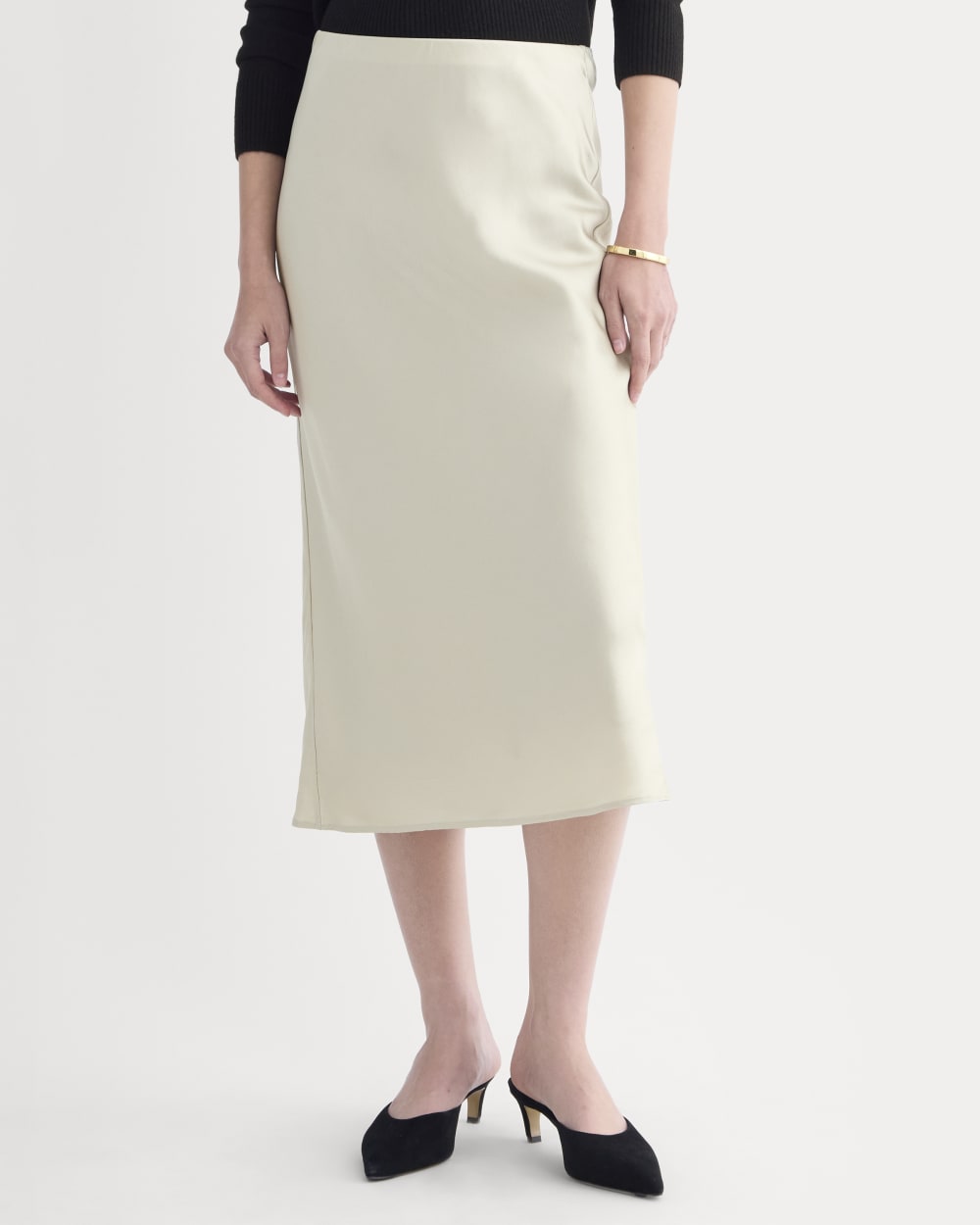 Slip Skirt in Silk Charmeuse | Bone