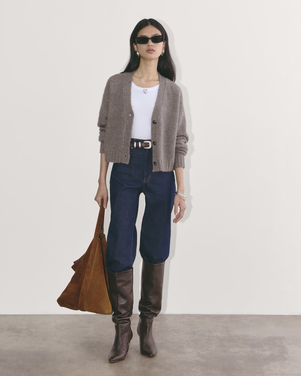 The Boxy Cardigan in Alpaca | Taupe Melange