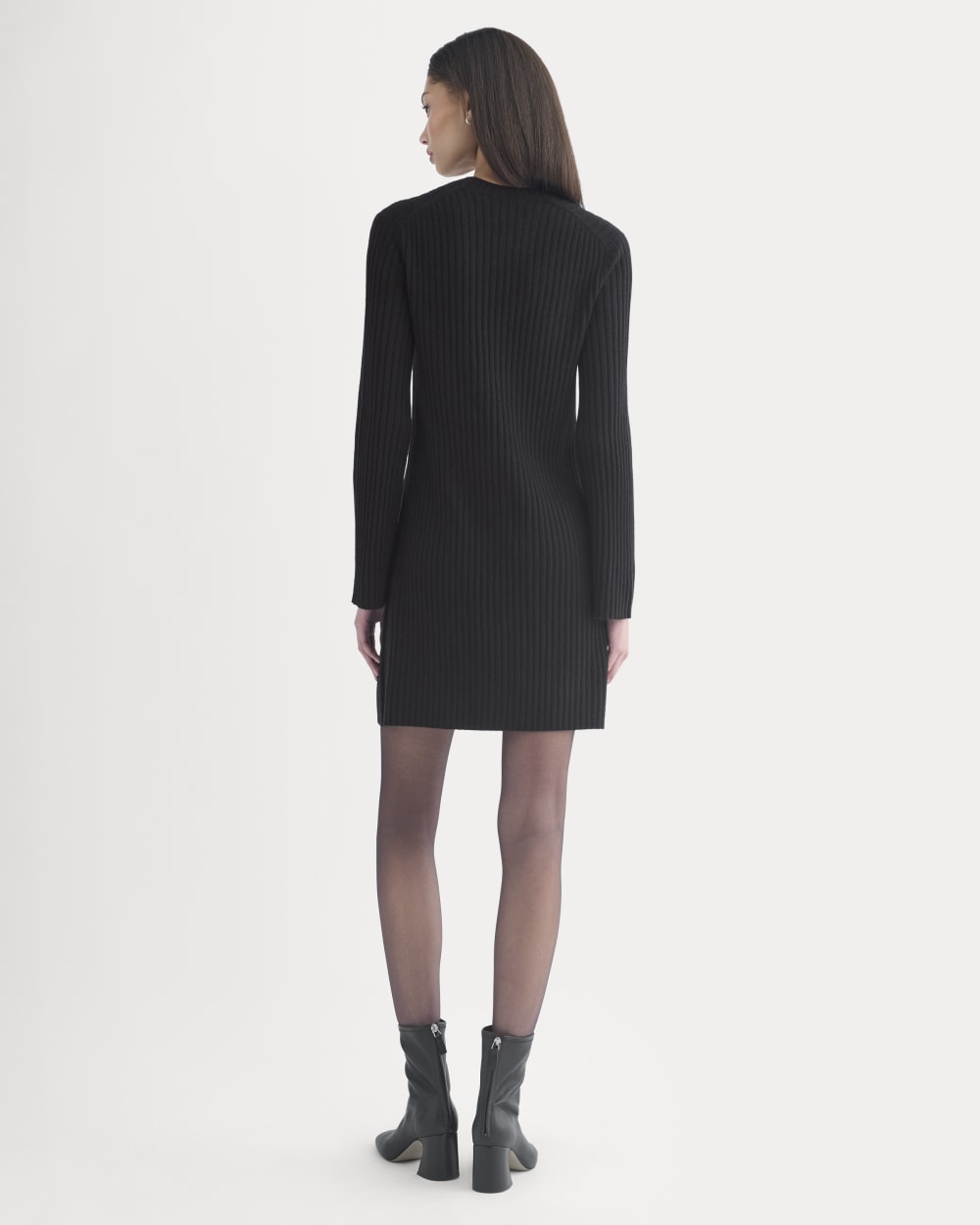 Cashmere Long-Sleeve Mini Dress | Black