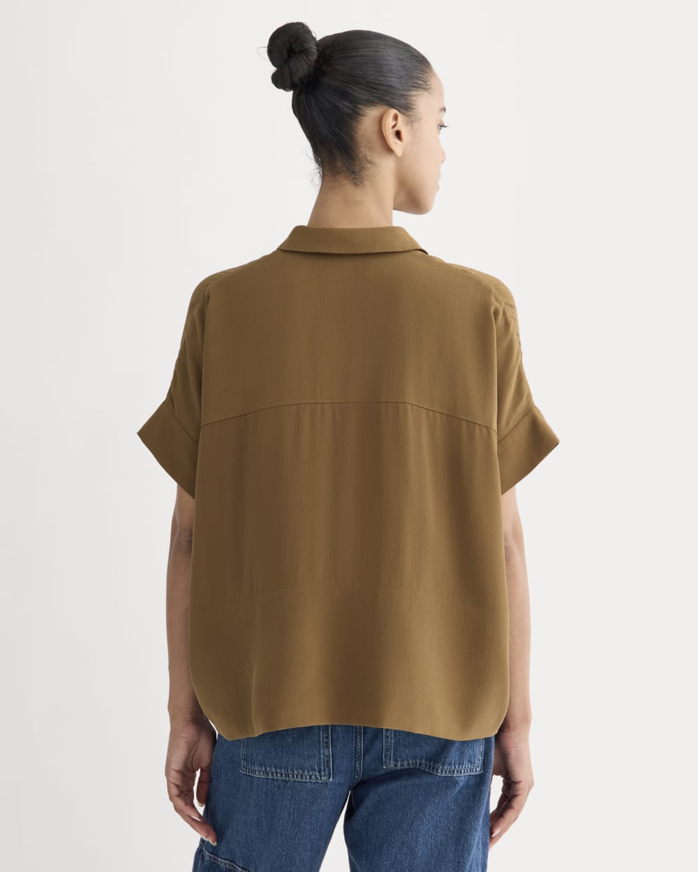 The Boxy Shirt in Washable Silk | Toffee