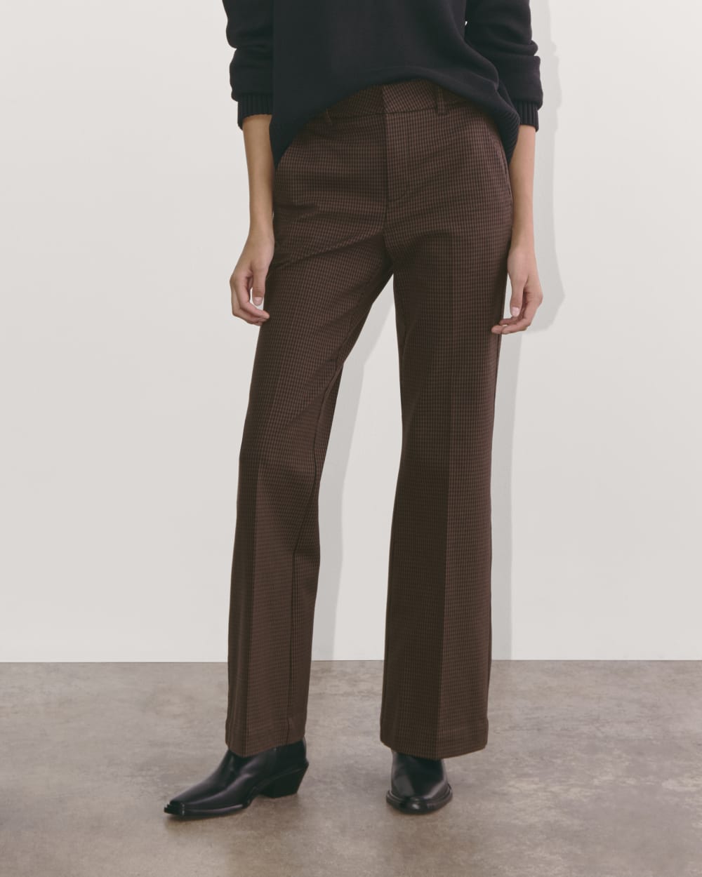The Bi-Stretch Flare Pant | Brown Houndstooth