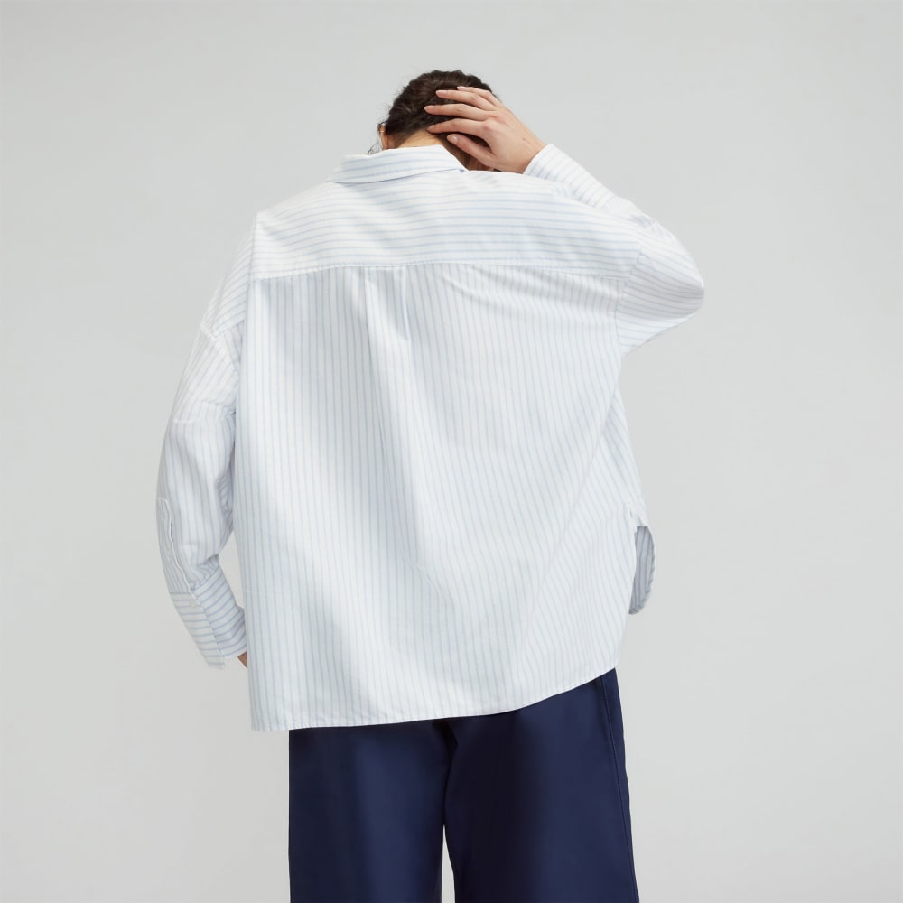 The Boxy Oxford | White / Periwinkle Mini Stripe