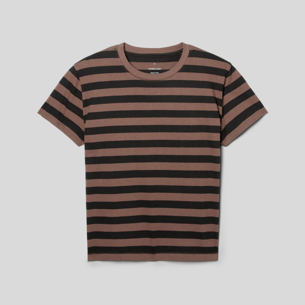 The Box-Cut Tee in Essential Cotton | Chocolate Brown / Black | No Pocket