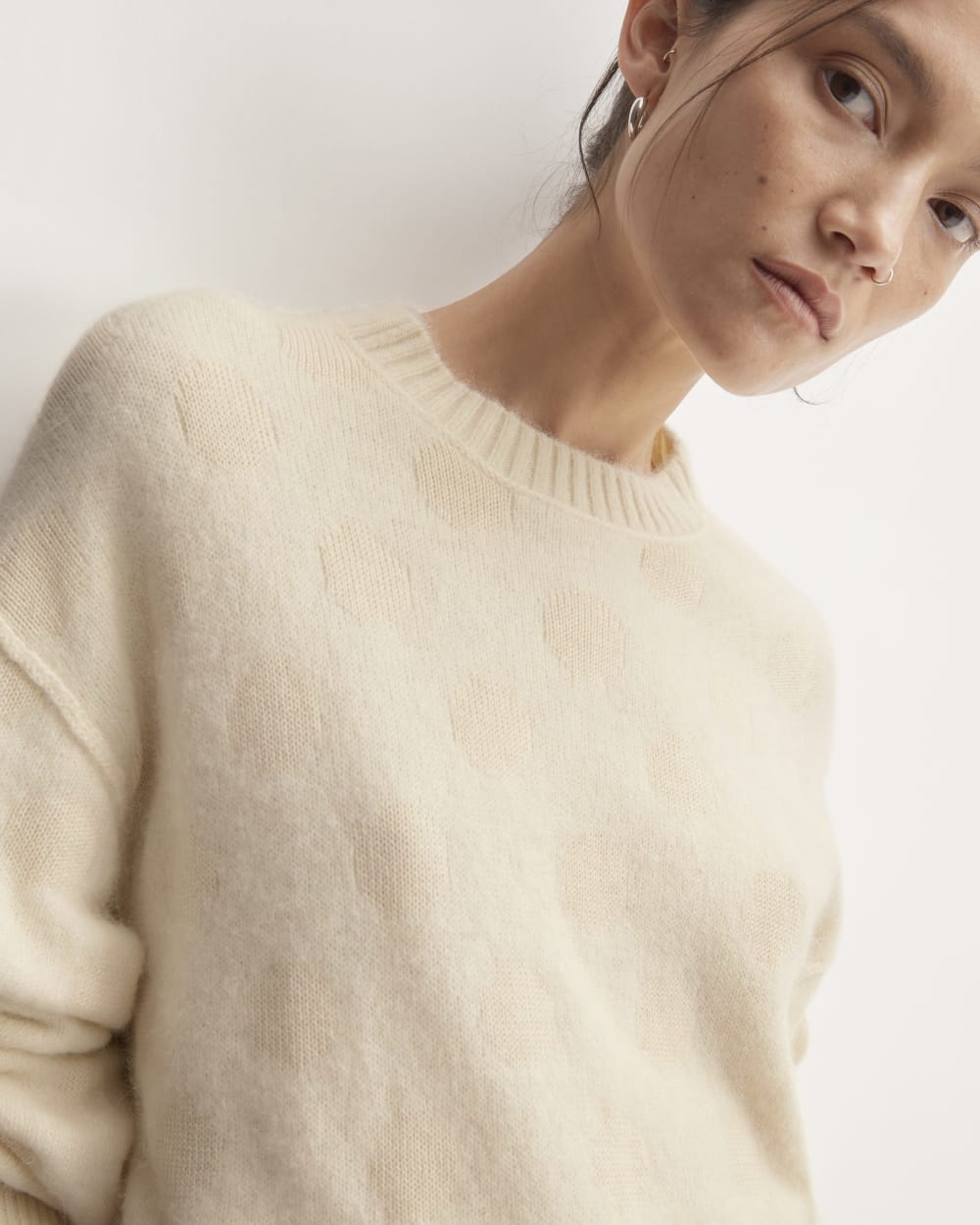 The Alpaca Polka Dot Oversized Crew | Snow / Canvas Polka Dot