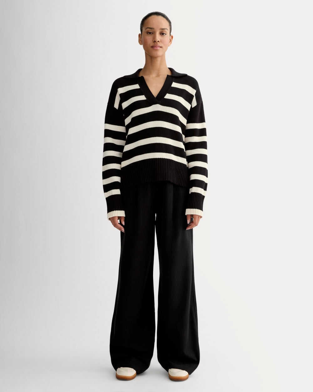 The Boxy Polo in Everyday Cotton | Black / Canvas