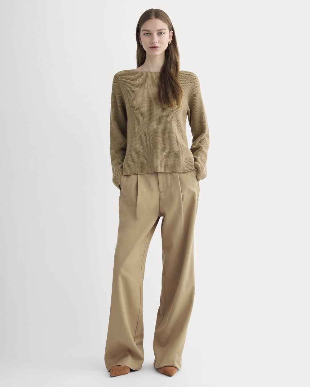 The Boatneck Top in Everyday Cotton | Dark Heathered Camel