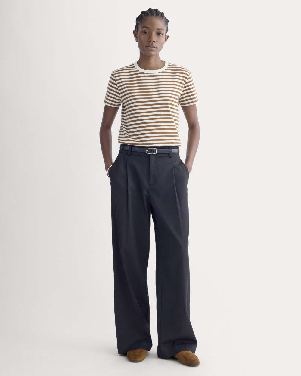 The Box-Cut Tee in Essential Cotton | Bone/Toffee | No Pocket