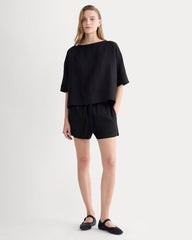 The Boatneck Top in Linen | Black