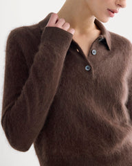 Lush Cashmere Cropped Polo Sweater | Raven