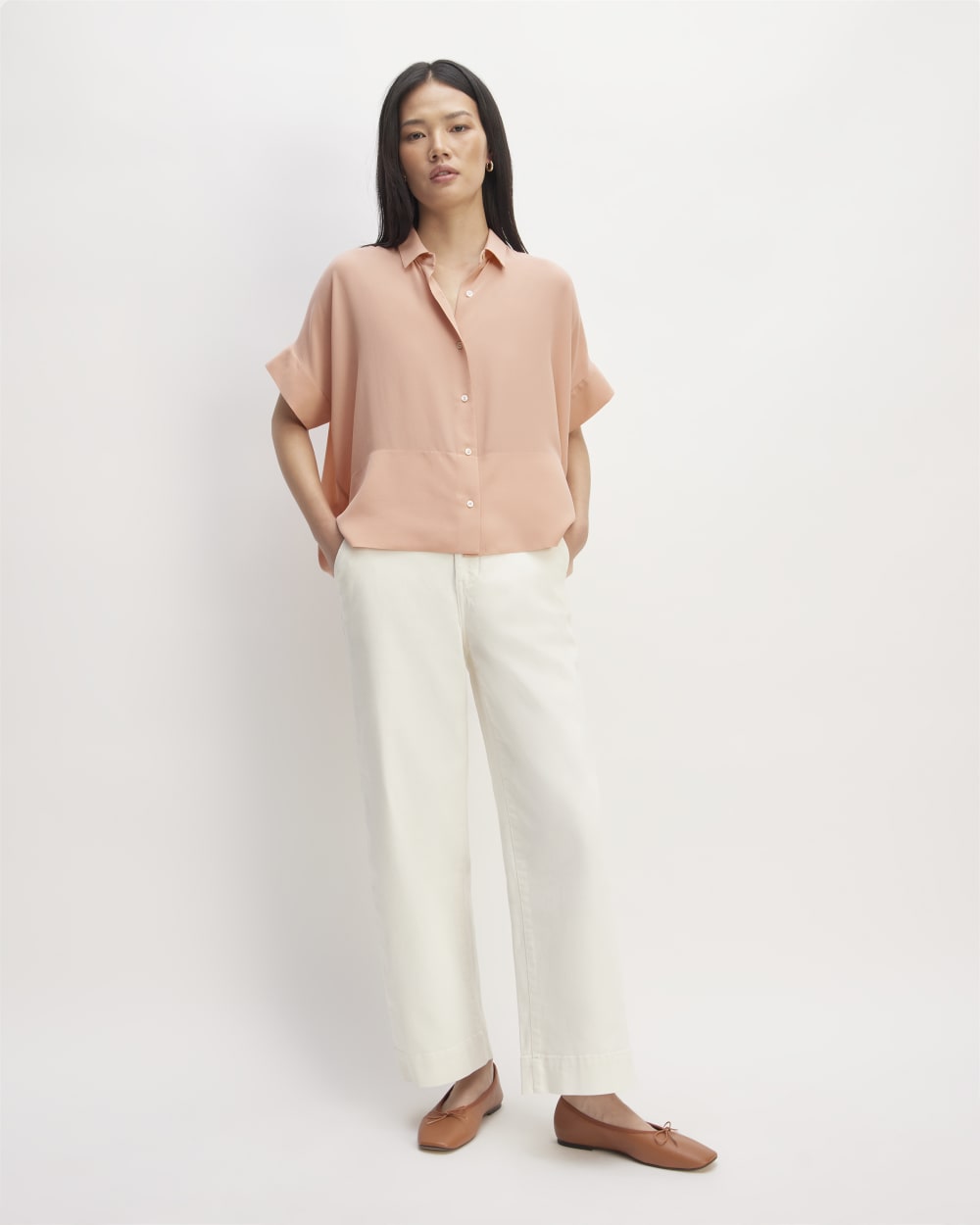 The Boxy Shirt in Washable Silk | Blush Pink