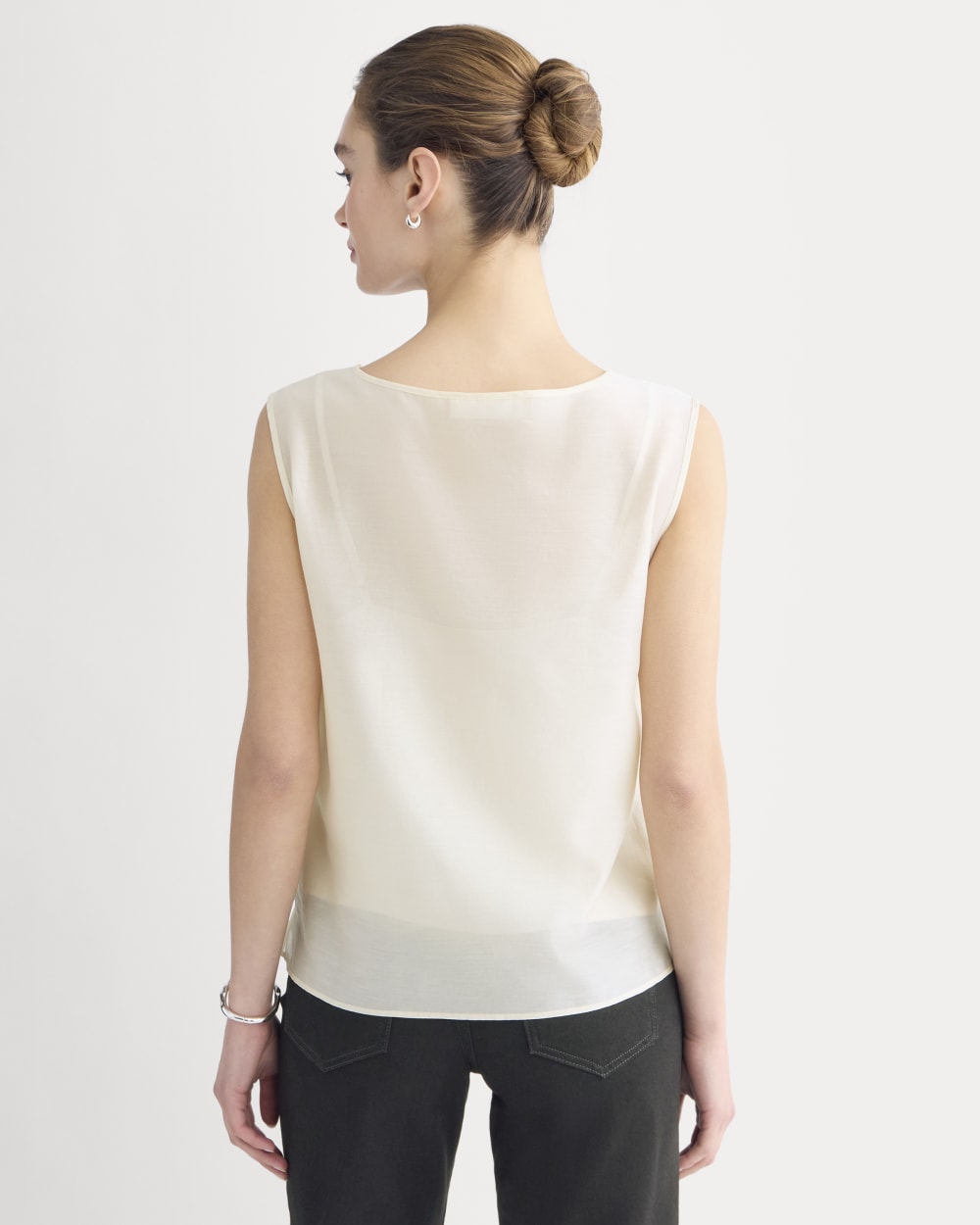 Sleeveless Top in Cotton-Silk Organza | Parchment