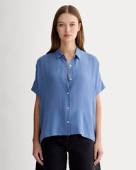 The Boxy Shirt in Washable Silk | French Blue