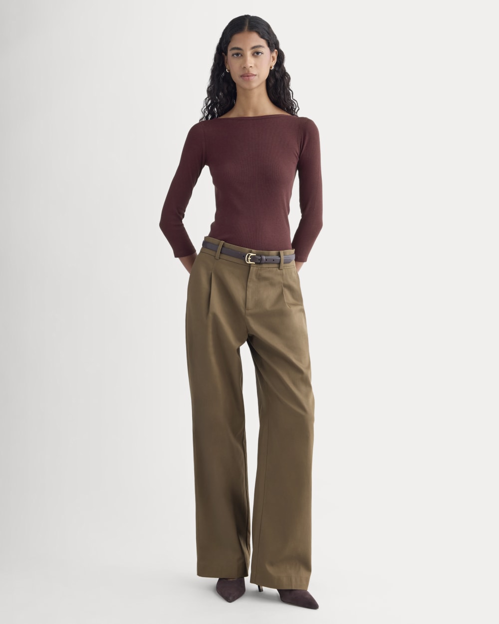 Luxe Rib 3/4 Sleeve Boatneck Tee | Heathered Port Royale