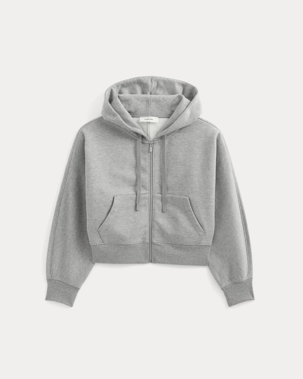Luxe Fleece Full-Zip Cropped Hoodie | Vintage Heather Grey