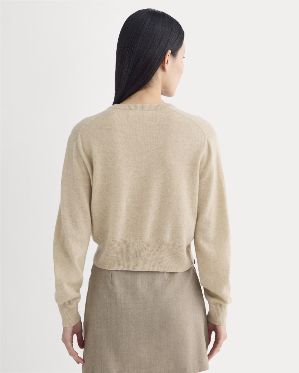 Cashmere Cropped Cardigan | Heather Light Camel