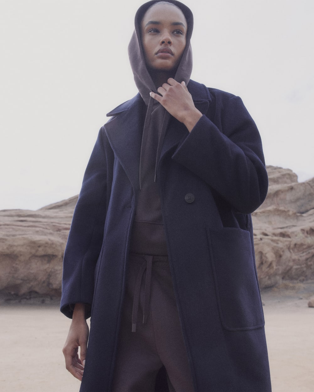 ReWool Belted Blanket Coat | Deep Navy
