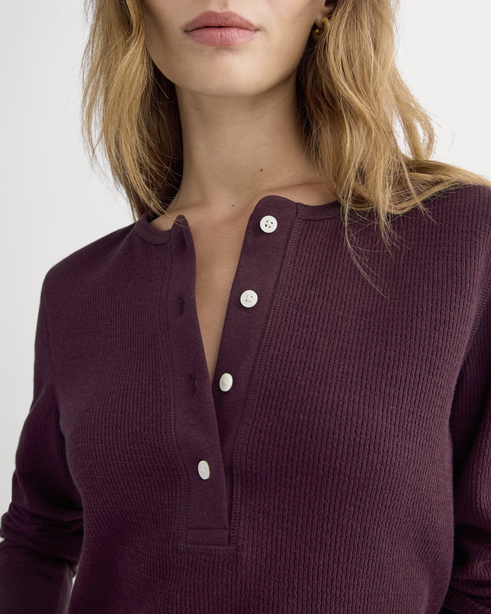 Boxy Henley in Cozy Waffle | Heathered Port Royale