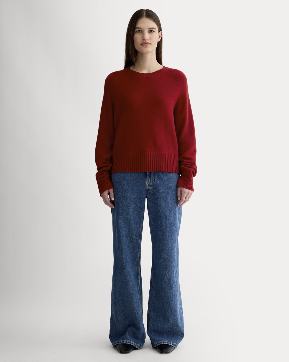 The Boxy Crew in Cashmere | Berry Red