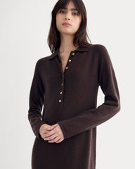 Cashmere Polo Midi Dress | Dark Chocolate