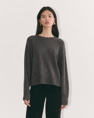 The Boxy Crew in Cashmere | Heather Charcoal