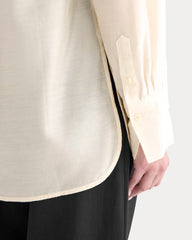 Oversized Shirt in Cotton-Silk Organza | Parchment