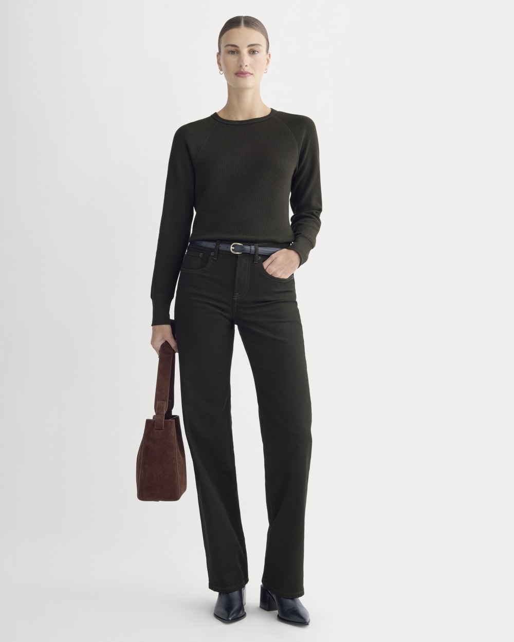 Slim-Fit Crew in Cozy Waffle | Black